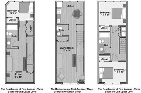Floor plan for 3 beds, 2.5 baths, 2100 sqft